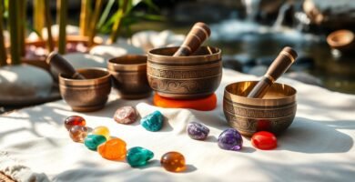 Tibetan singing bowl set for chakra balancing
