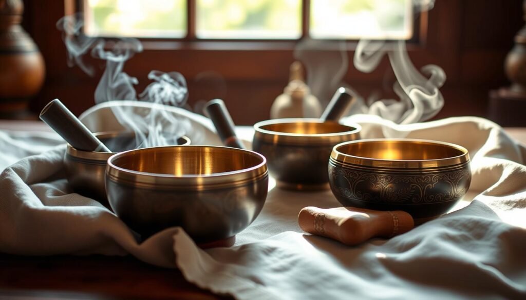 Tibetan singing bowl set for meditation