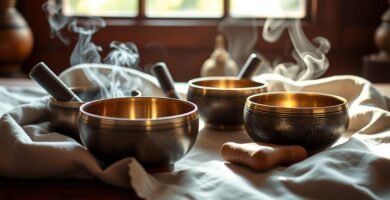 Tibetan singing bowl set for meditation