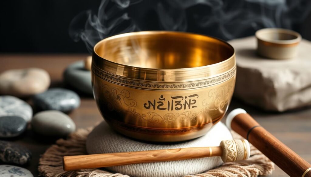 Tibetan singing bowl with mallet