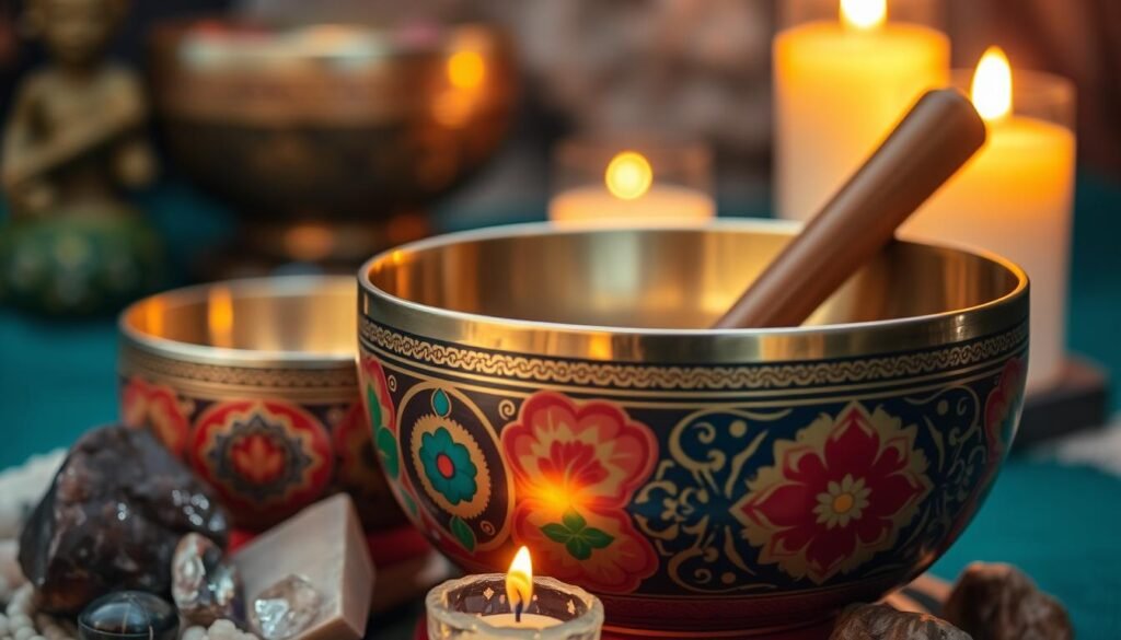 handcrafted Tibetan singing bowl set