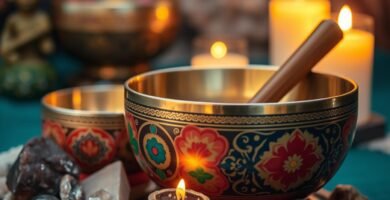 handcrafted Tibetan singing bowl set