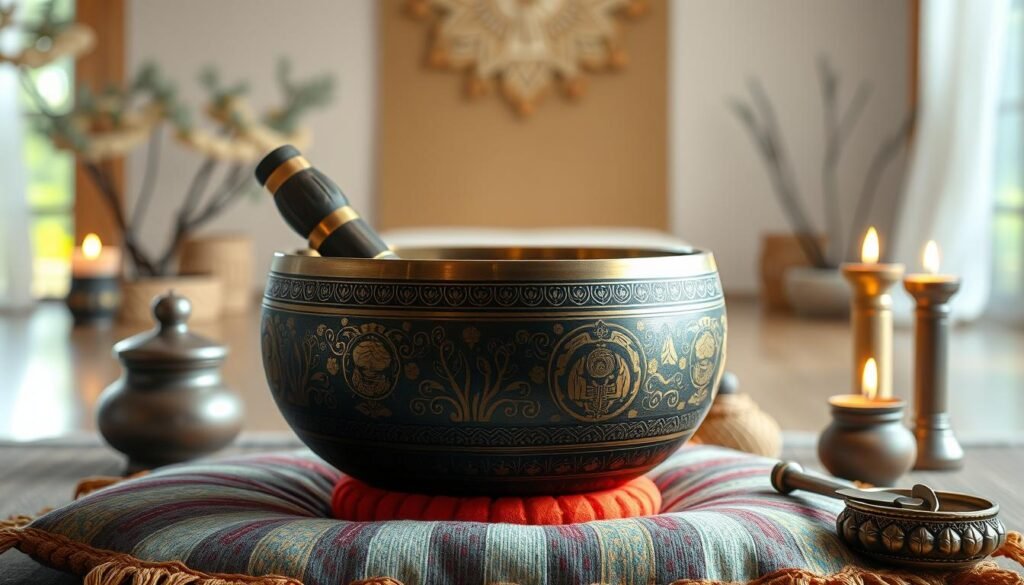 large Tibetan singing bowl set