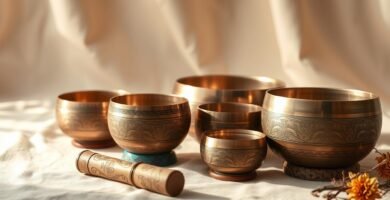 Tibetan singing bowl set with deep tone