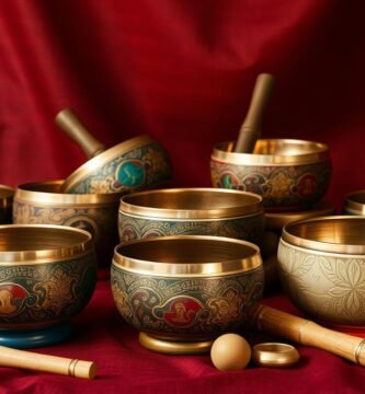 Tibetan singing bowl set with unique designs