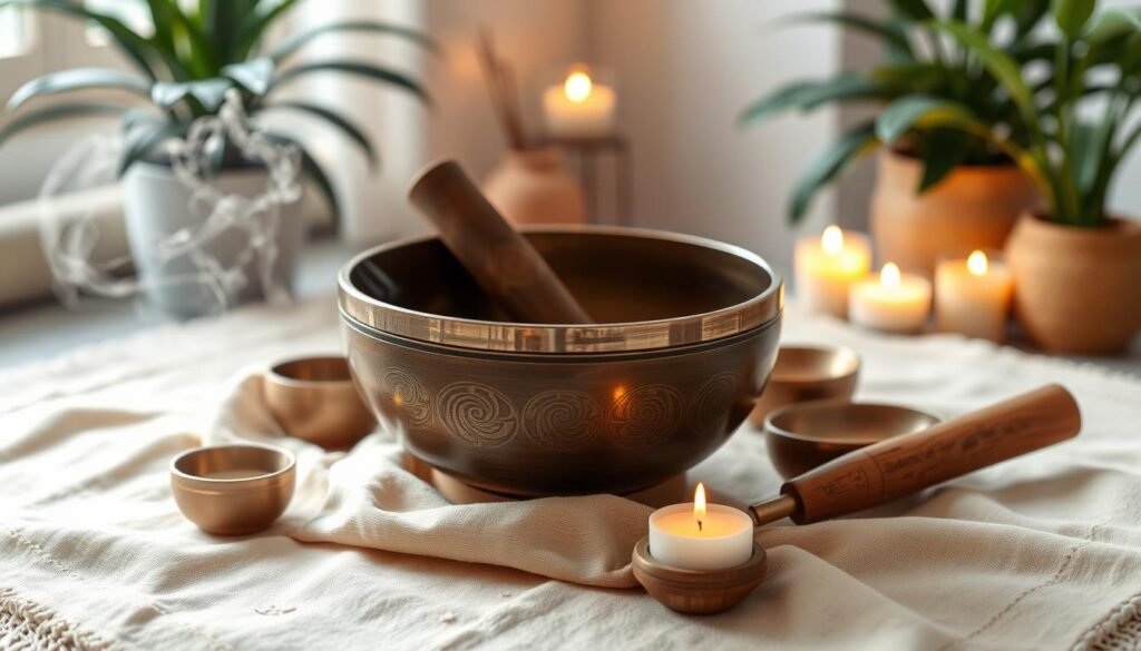 Tibetan singing bowl set for meditation music