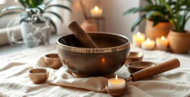 Tibetan singing bowl set for meditation music