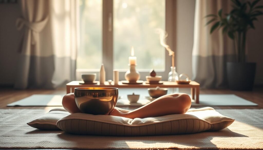 singing bowl sound bath for aura cleansing