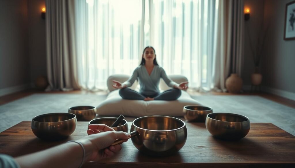 sound bath healing for burnout recovery using singing bowls