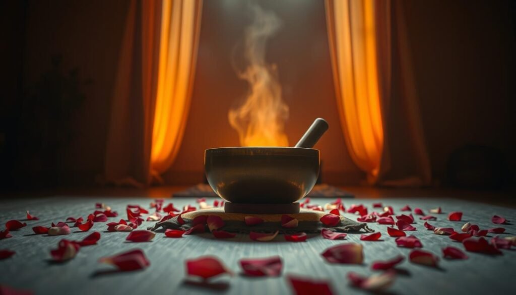 spiritual awakening meditation with singing bowls