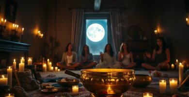 full moon rituals with singing bowls for spiritual healing