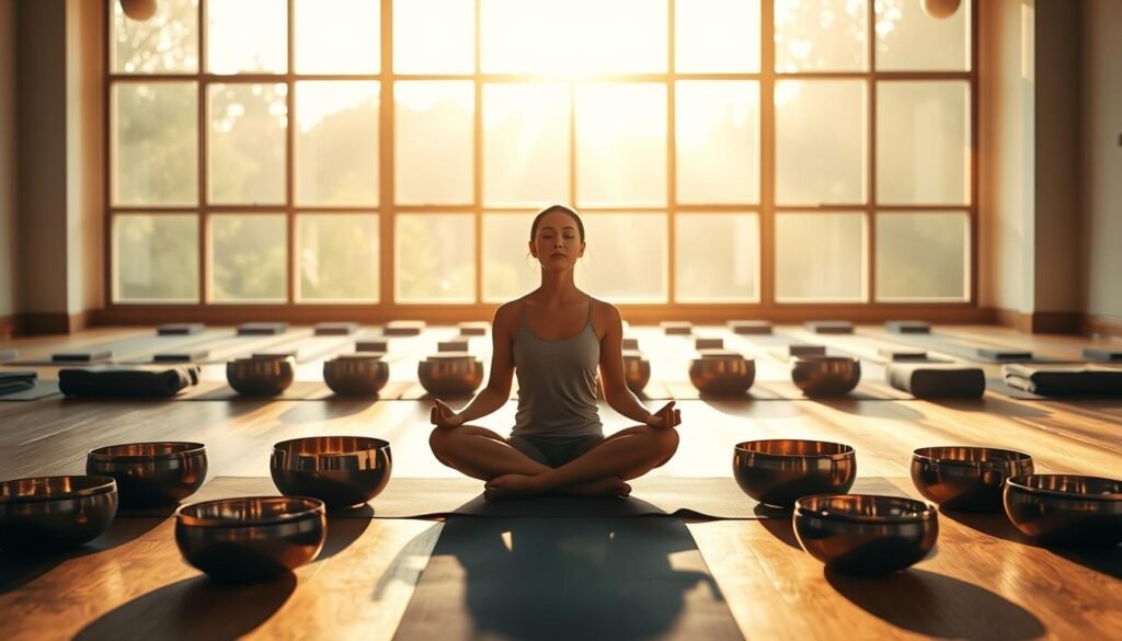 how to combine yoga and singing bowl sound therapy